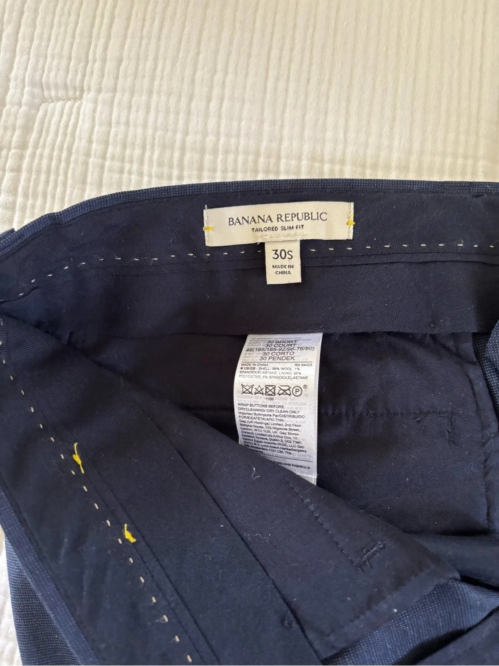 Banana Republic Tailored Slim Fit Men's Dark Navy Dress Pants