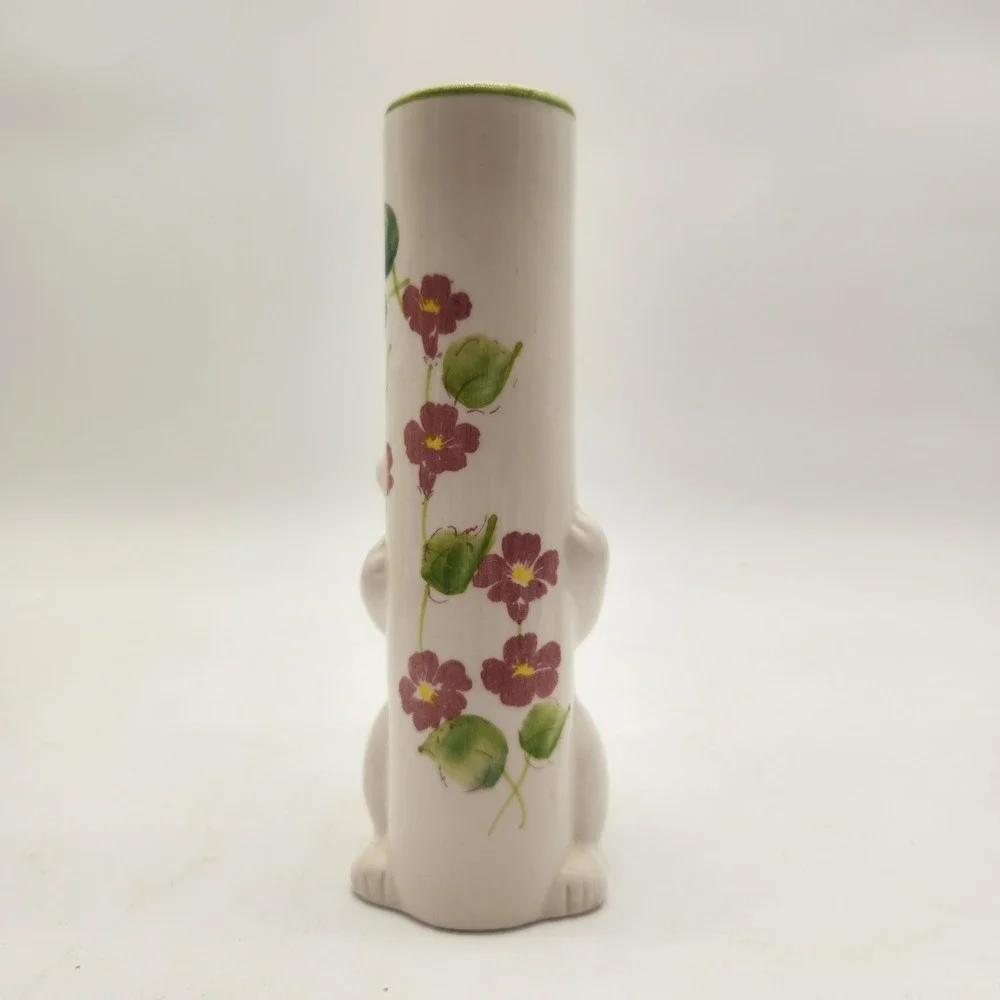Vintage FTDA Weiss Brazil‎ Ceramic Bunny Rabbit Floral Bud Vase Easter Colorful