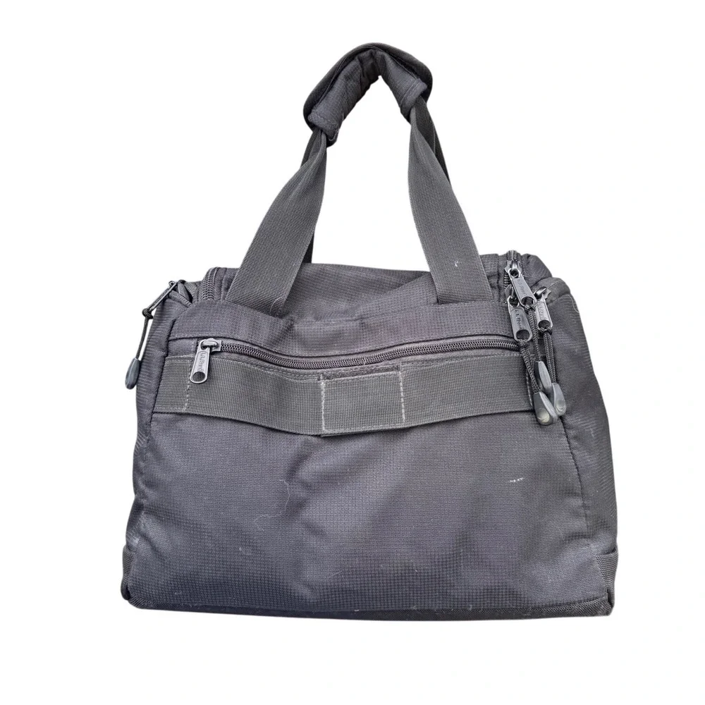 LL Bean Black Nylon Utility Duffle Bag Travel Toiletry Organizer Pockets Mens