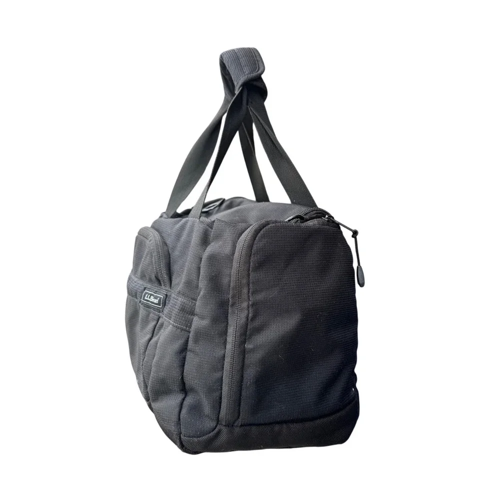LL Bean Black Nylon Utility Duffle Bag Travel Toiletry Organizer Pockets Mens