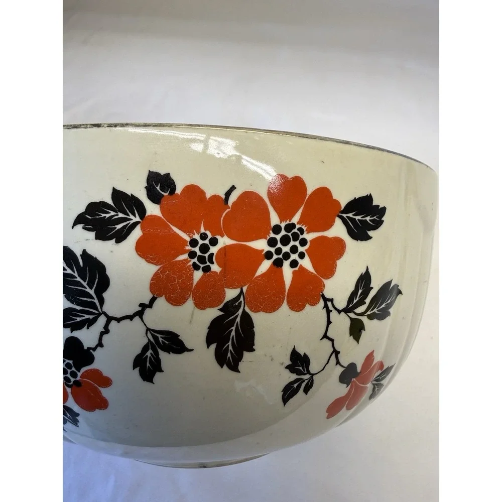Hall's Superior Quality Ceramic Nesting Mixing Bowls (3) Red Poppy Cottagecore