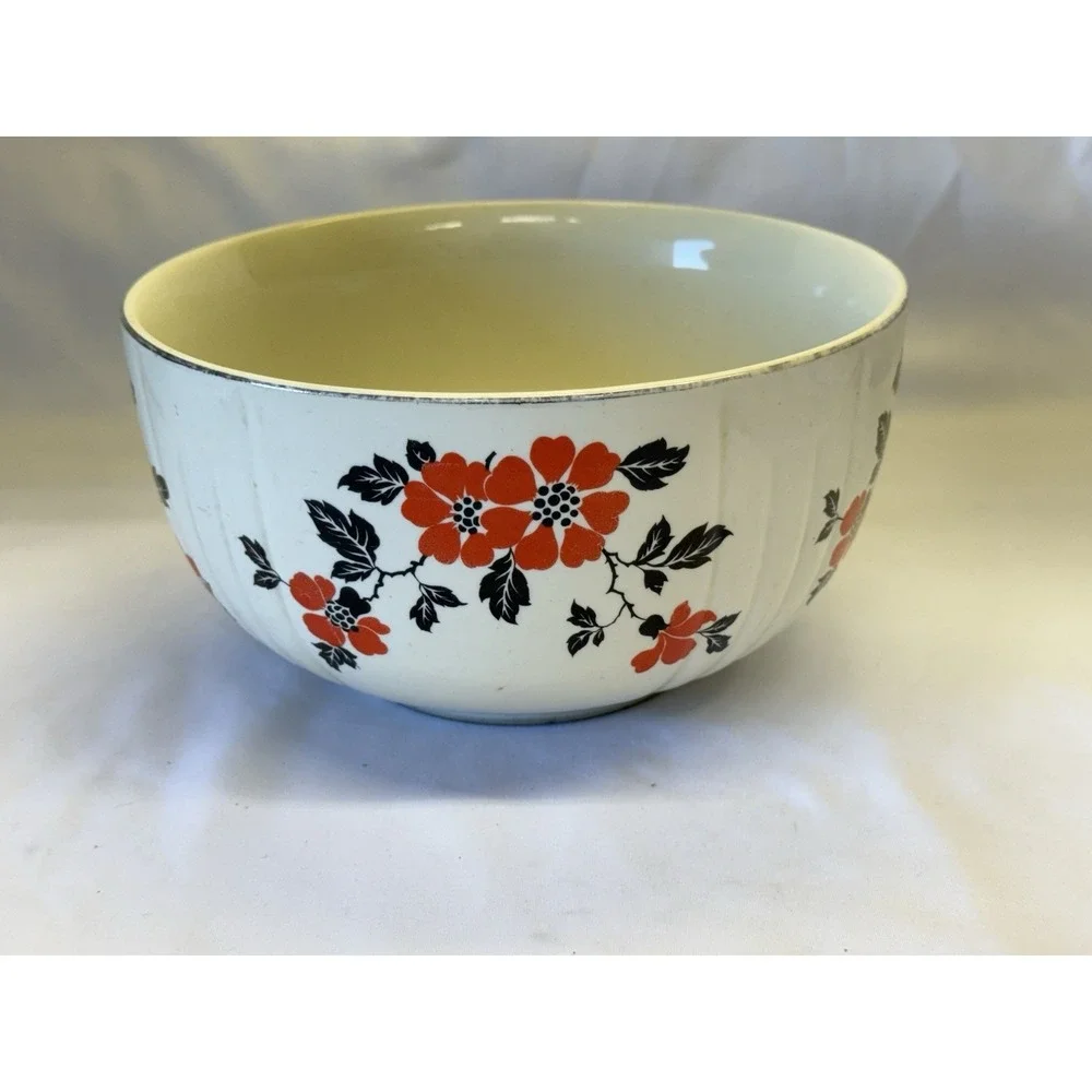 Hall's Superior Quality Ceramic Nesting Mixing Bowls (3) Red Poppy Cottagecore