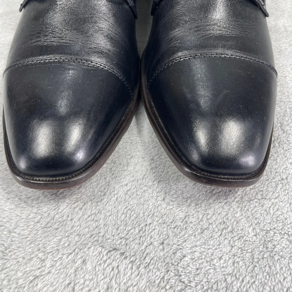 Johnston & Murphy Dress Shoes Mens 11 Black Leather Cap Toe Derby Lace Up