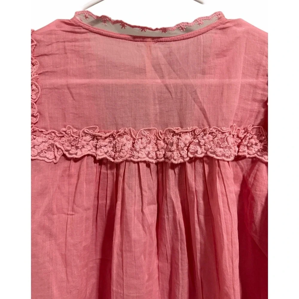 Free People Luna Top Mauve Glow Lace V-Neck Blouse Cropped‎ Women's Size Small