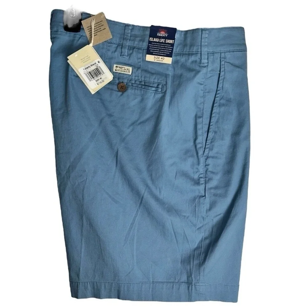 Faherty 40 Waist Island Life Organic Cotton Blend‎ Blue Shorts 8