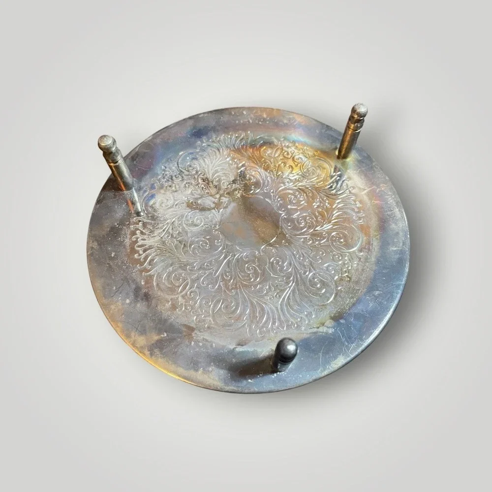 MCM Coaster Set Silver Embossed Acanthus Leaf 6pc Hollywood‎ Regency Chippendale