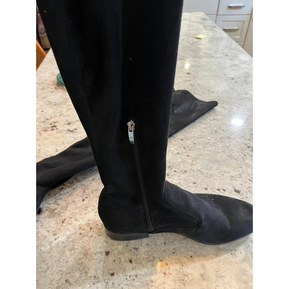 Marc Fisher Olympia Black Faux‎ Suede Over The Knee Tassel Boots MFOLYMPIA-T 9M
