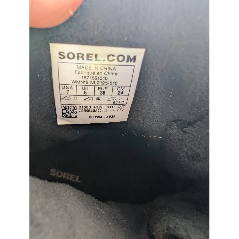 Sorel Winter Fancy‎ Lace II Womens Black Snow Boots Size 7 Waterproof Minimalist