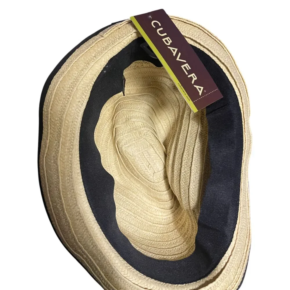 NWT Cubavera Straw Fedora Hat Kids L/XL‎