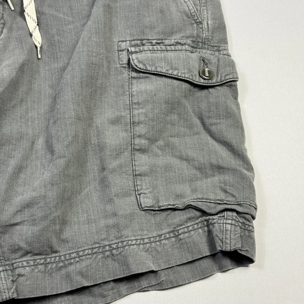 Faherty Brand Cargo Shorts Mens 40 Gray Linen‎ Cotton Utility Pockets Drawstring