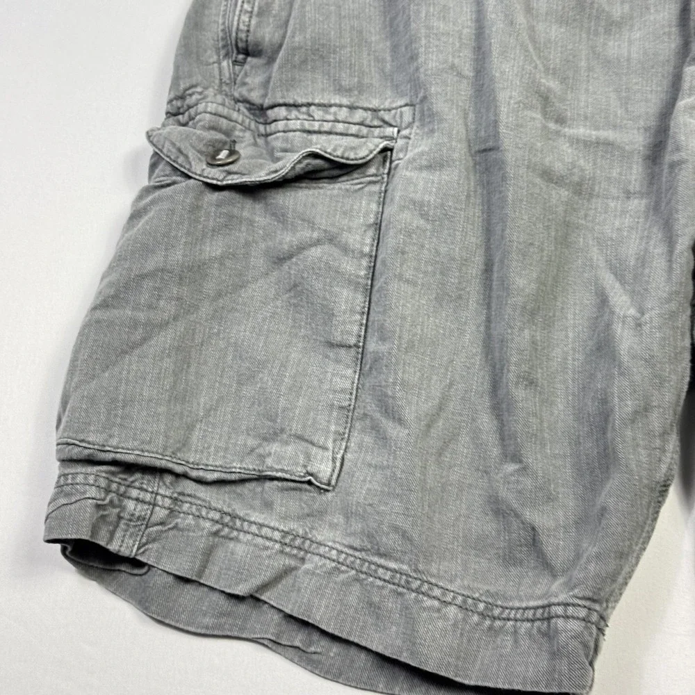 Faherty Brand Cargo Shorts Mens 40 Gray Linen‎ Cotton Utility Pockets Drawstring