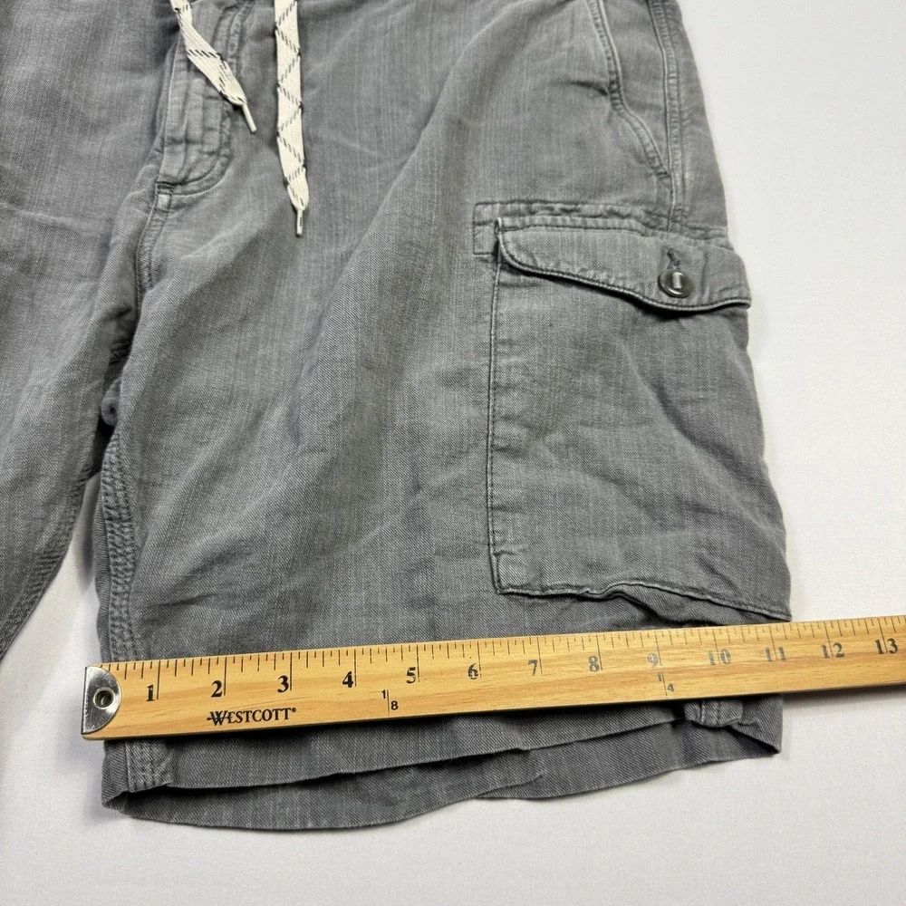 Faherty Brand Cargo Shorts Mens 40 Gray Linen‎ Cotton Utility Pockets Drawstring