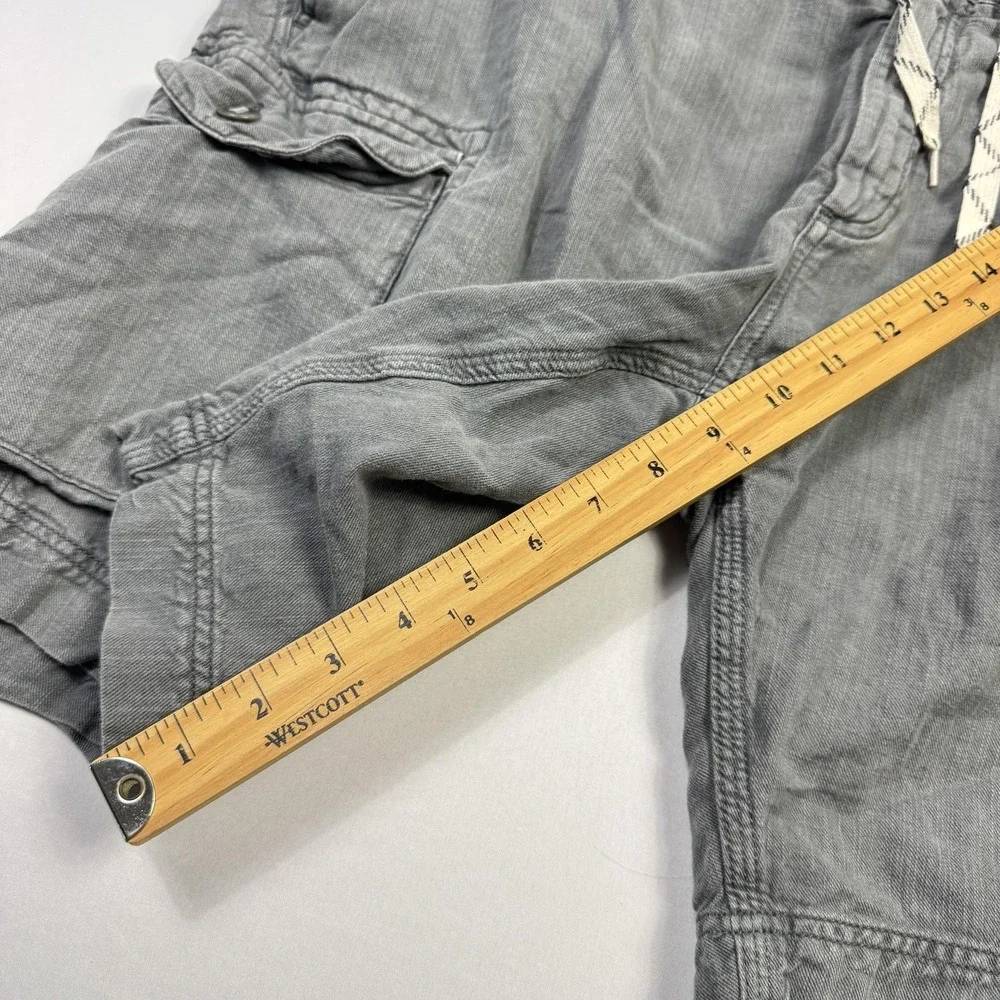 Faherty Brand Cargo Shorts Mens 40 Gray Linen‎ Cotton Utility Pockets Drawstring