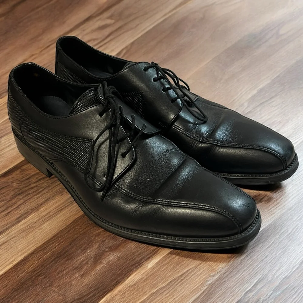 Lloyd Germany Men’s Black Leather Lace-Up Dress Shoes Size 9.5 F Textured Panels
