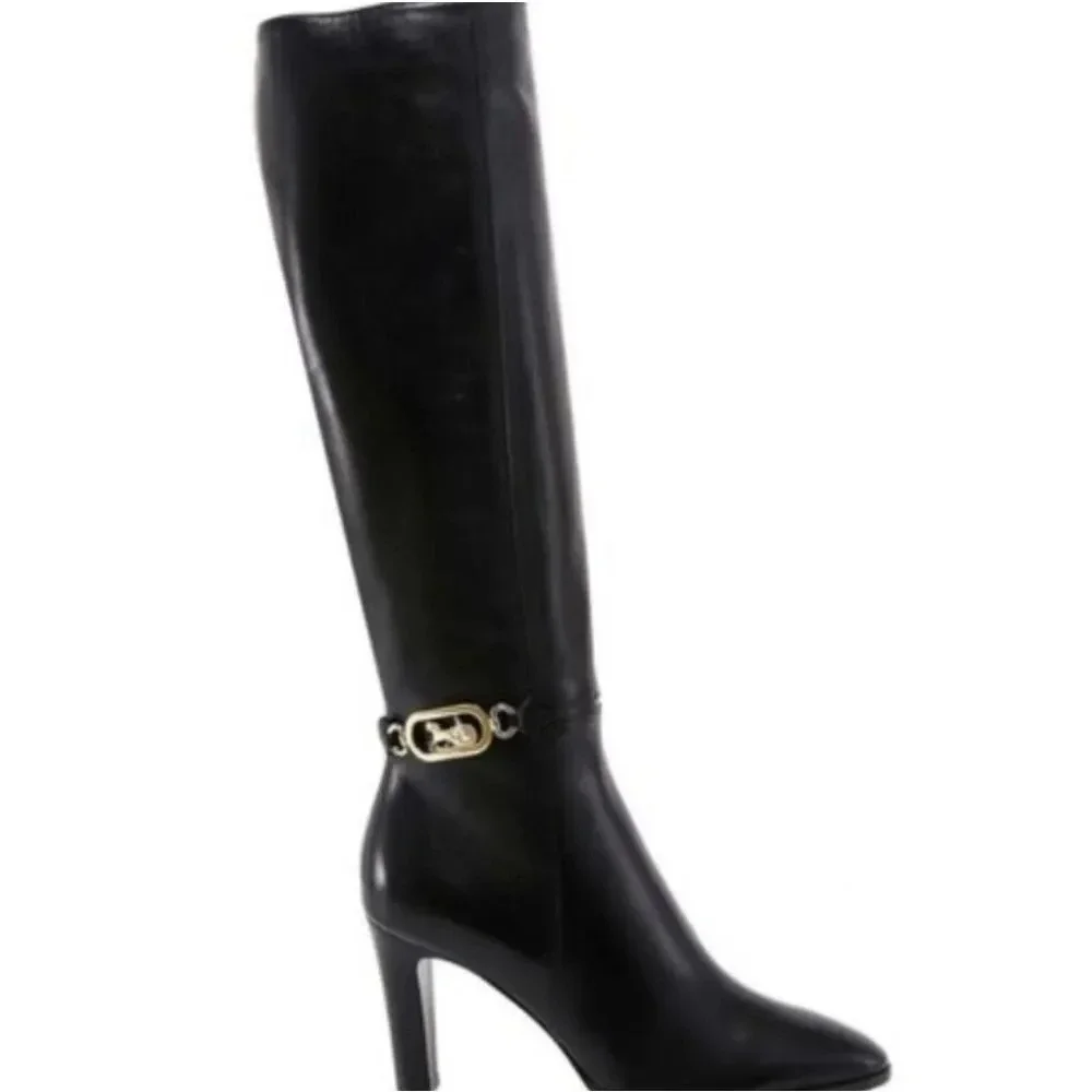 Celine Woman's 85 authentic Black 100% calf skin Leather Boots Size 38.5