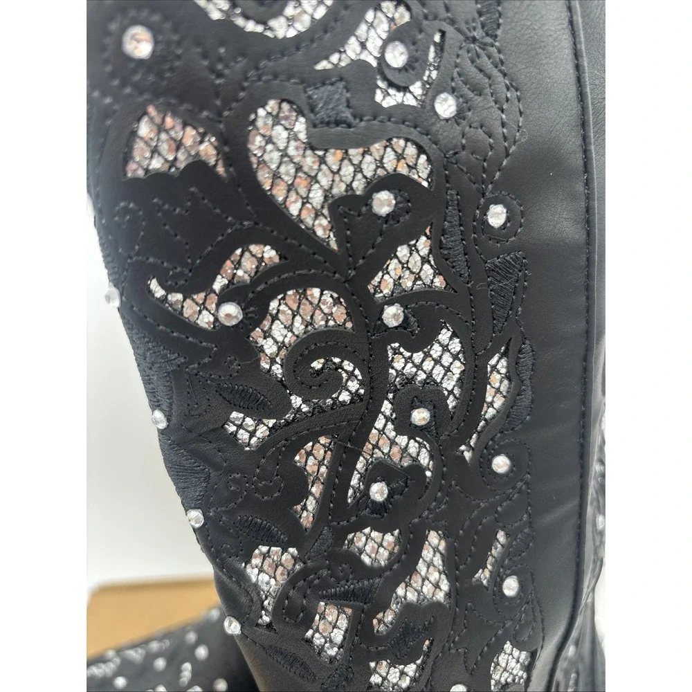 Rhinestone Crystal Women's Cowboy Boots- Mid Calf To Knee‎ High Size 7.5