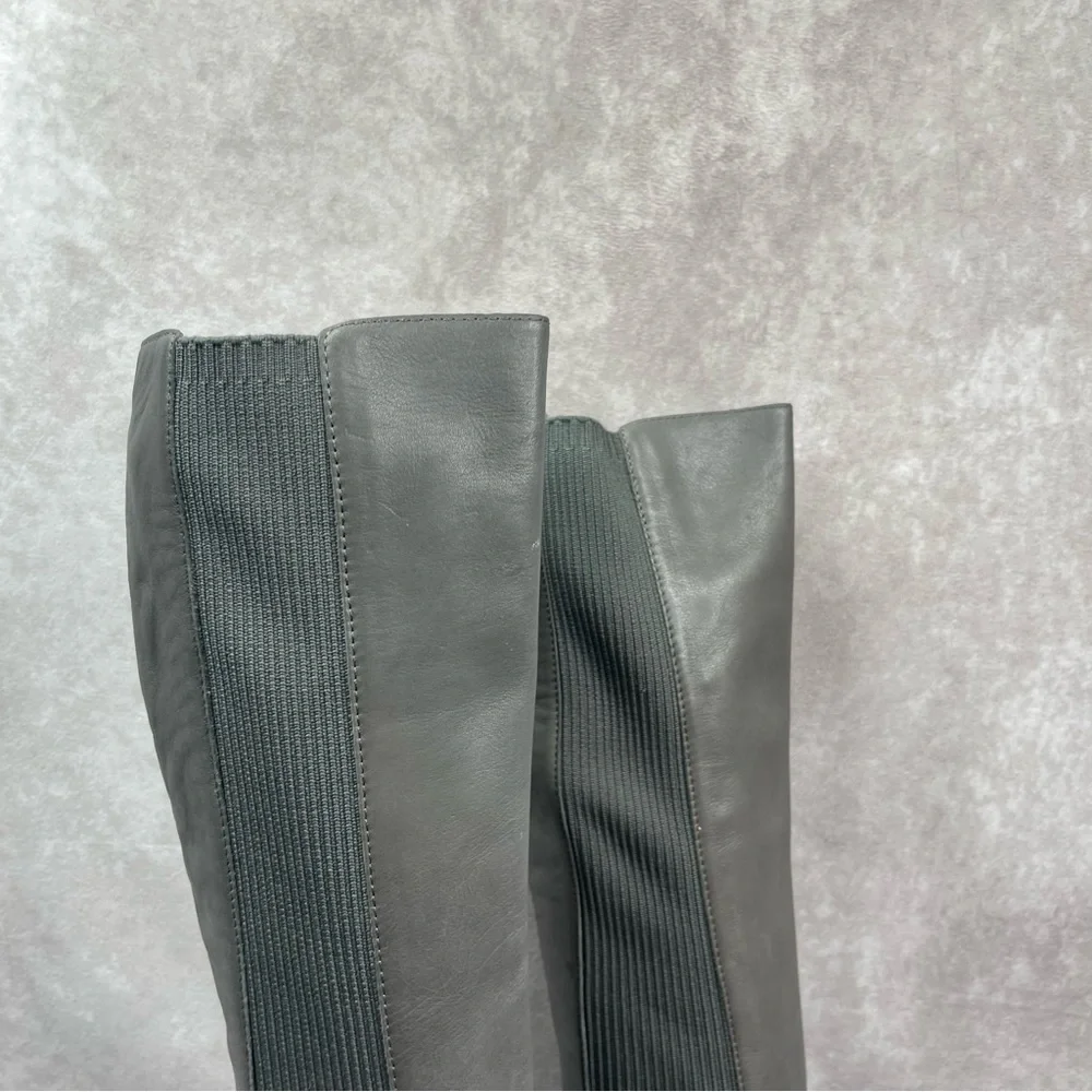 Eileen Fisher Destry Leather Knee Boots‎ In Graphite Gray Women's Size 5