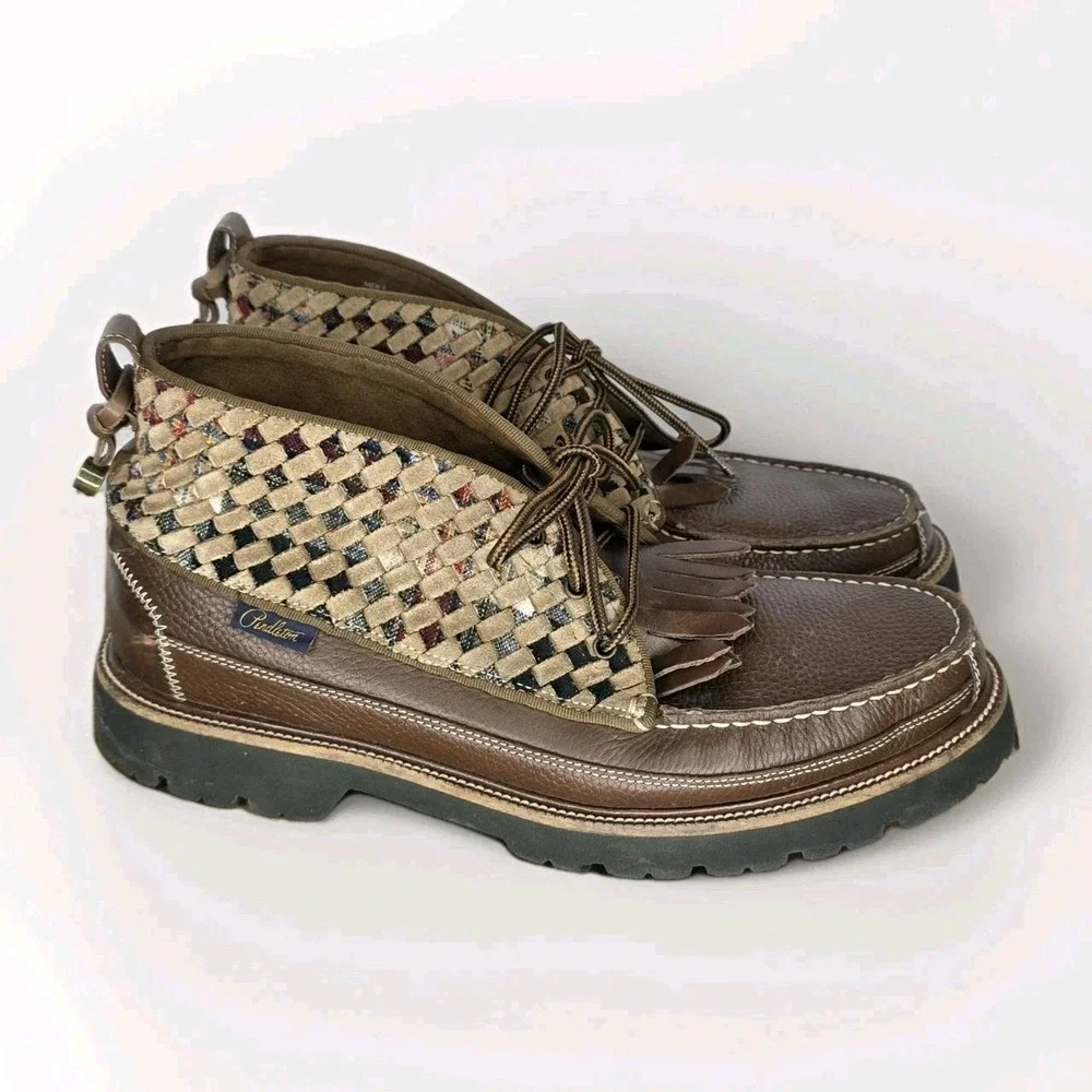 Cole Haan‎ x Pendleton Woven Leather Chukka Boots Kiltie Tassel Lug Sole Men 8.5