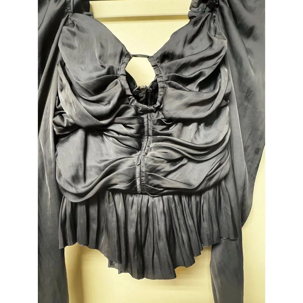 ULLA JOHNSON Mirelle Blouse, Noir, Black, Sz 8