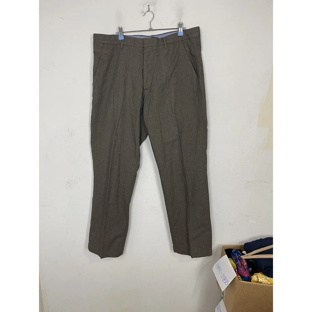 Banana Republic Men's 36/32‎ Straight Fit Plaid Dress Pants 100% Cotton Brown