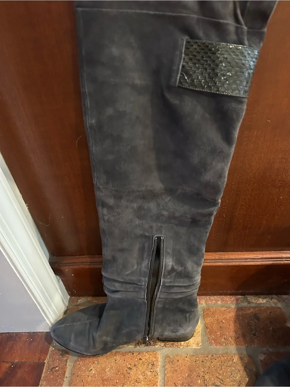 Over-the-Knee Suede Boots in Charcoal — Women’s Elegant Knee High Boot