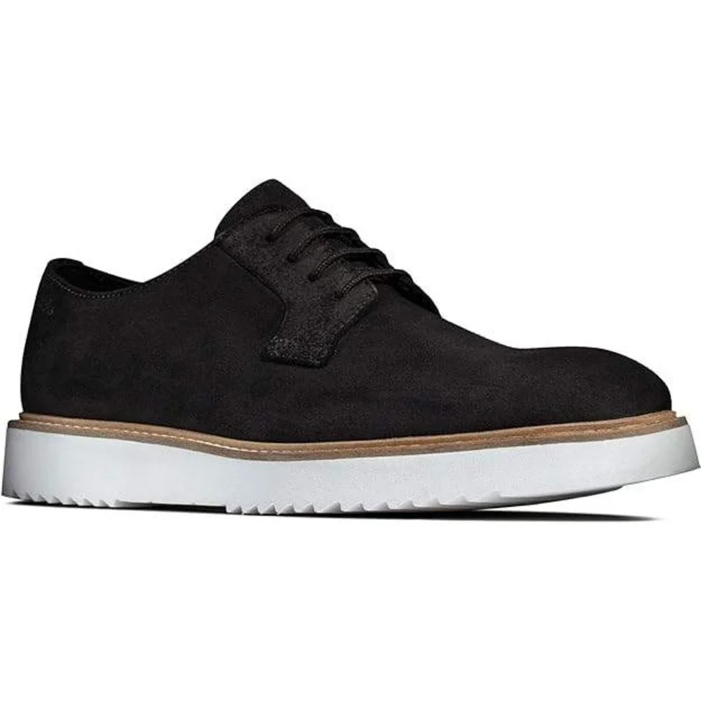 Clarks Ernest Walk Mens Black‎ Suede Derby Shoes Extralight Sole NEW 7.5 M