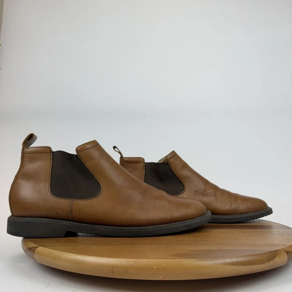 Mens Polo Ralph Lauren Waterbury Brown Burnished Leather Chelsea Boots‎ Sz 12 D