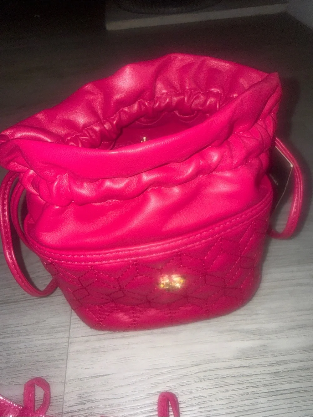 Fuchsia Drawstring Cosmetic Bag Set - Unbranded