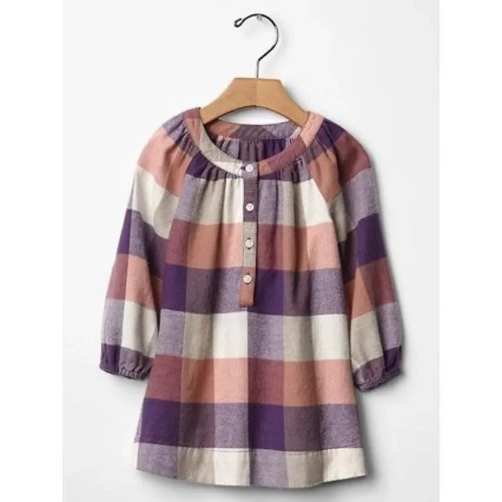 Baby Girls Gap Checkered Flannel Long Sleeve Dress - Sz 12-18 mo