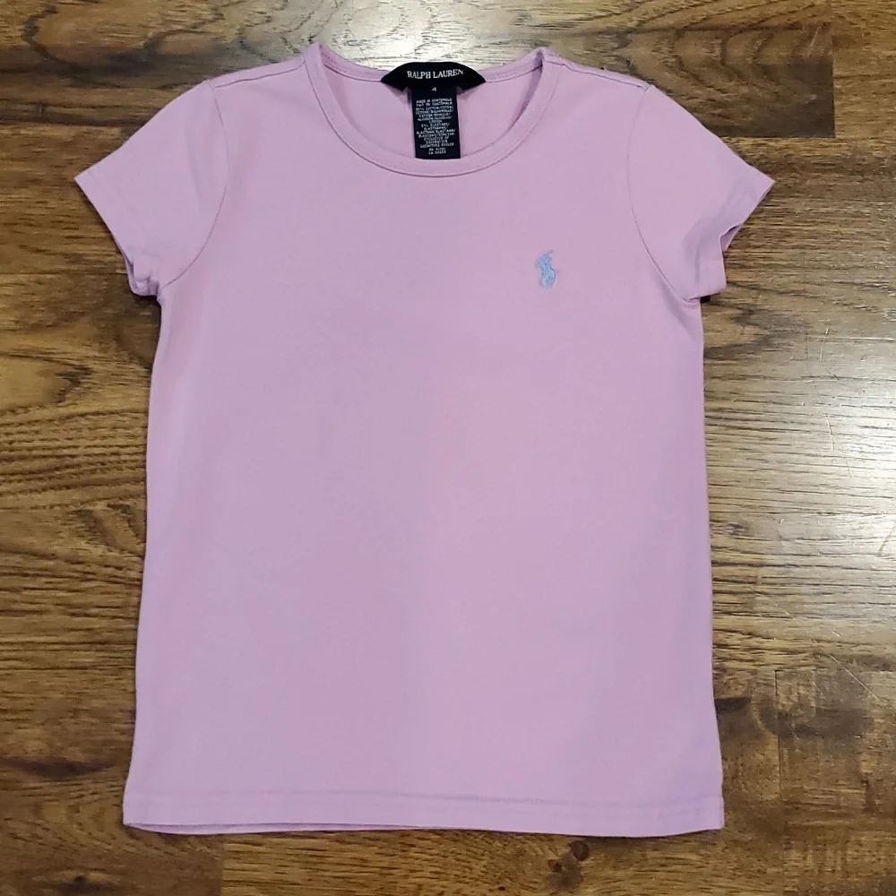 Girls Ralph Lauren lavender short sleeve shirt size 4