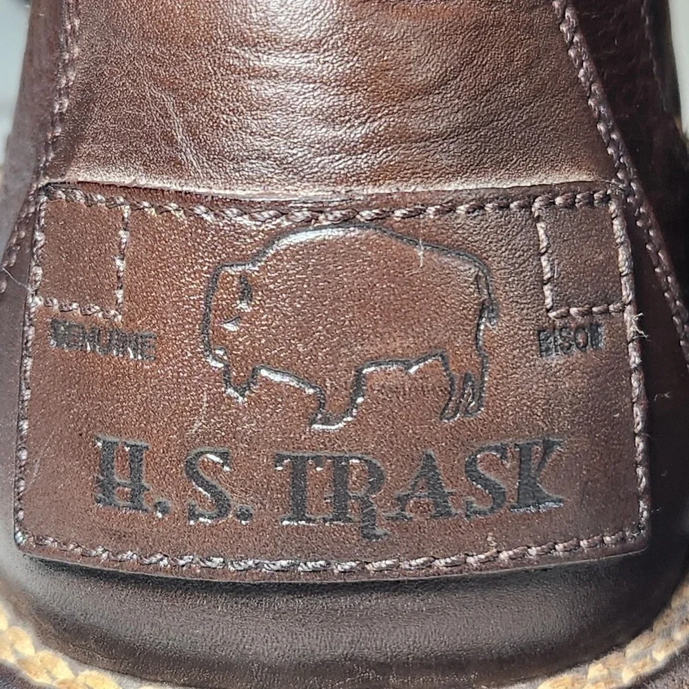 H.S. TRASK Chelsea Boots Mens 11.5 M Brown Genuine Bison Leather Brazil Slip-On