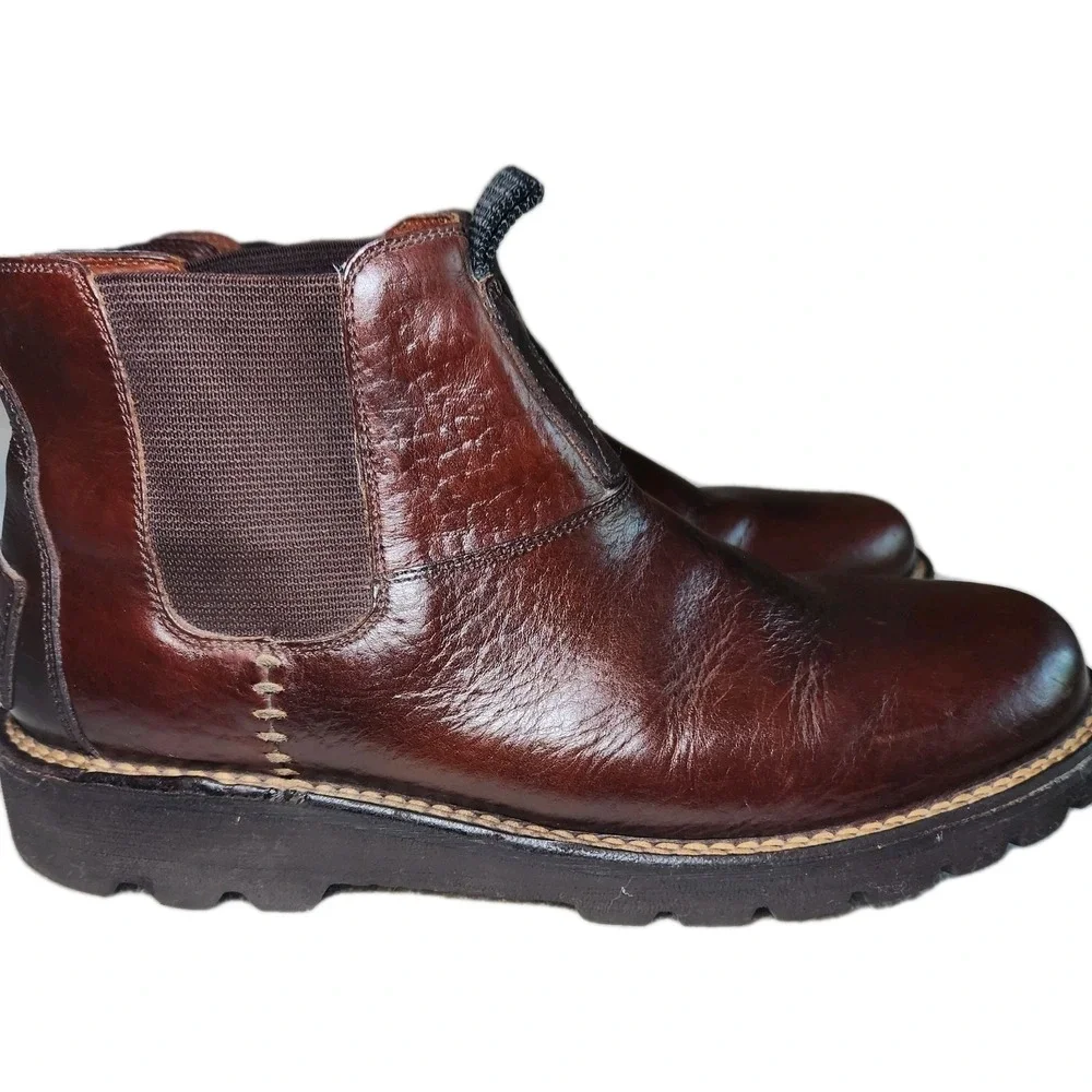 H.S. TRASK Chelsea Boots Mens 11.5 M Brown Genuine Bison Leather Brazil Slip-On