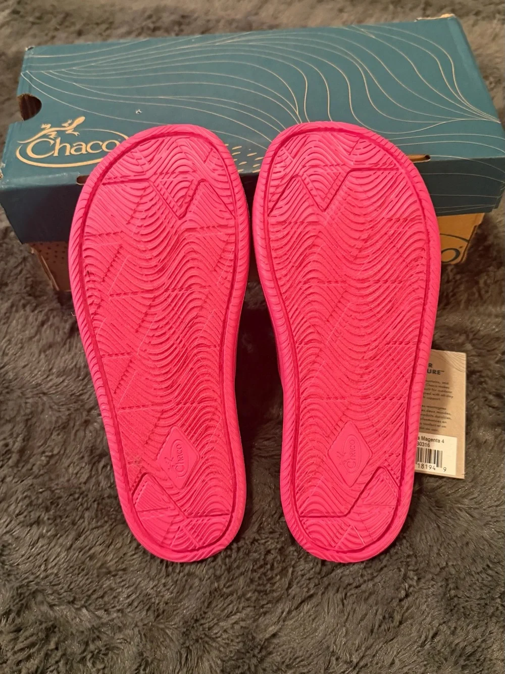 Chaco Kids Pink Slide Sandals with Black Footbed