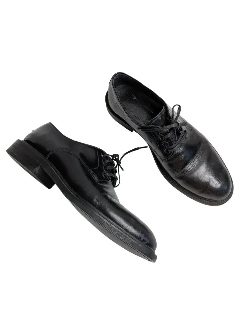 Loewe Mens Black Leather Lace-Up Derby Shoes Size 39