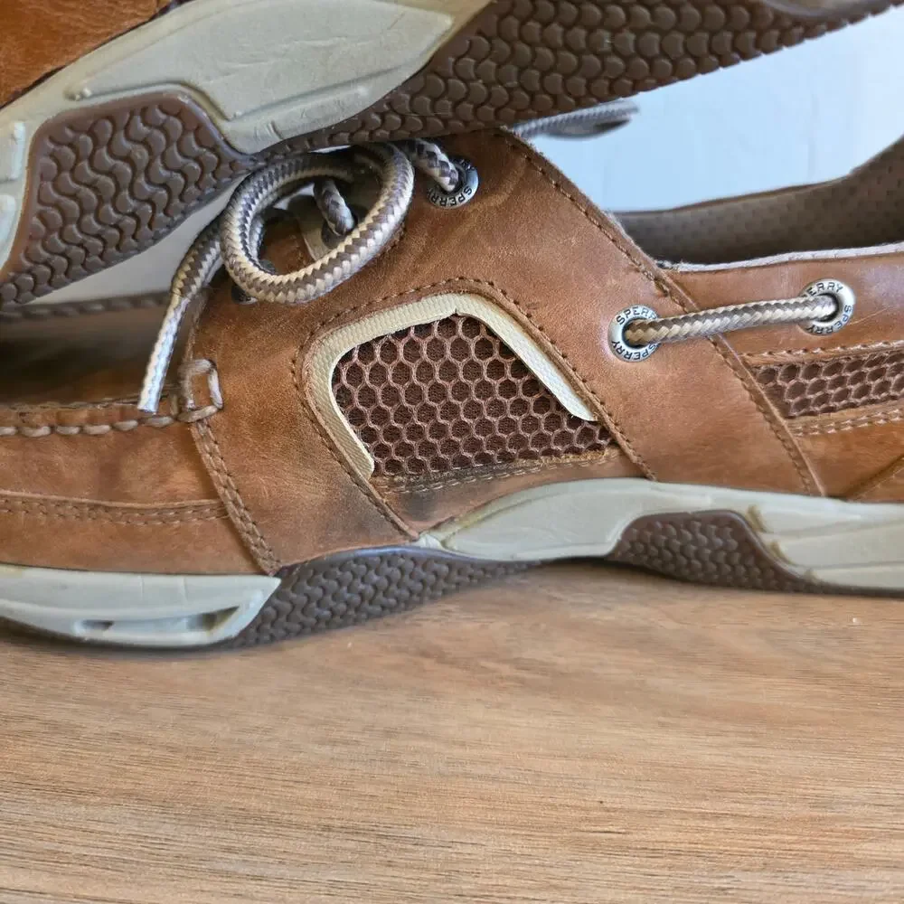 Sperry Sea Kite Sport Moc Boat Shoes Men 10M Light Brown Leather Lace Up