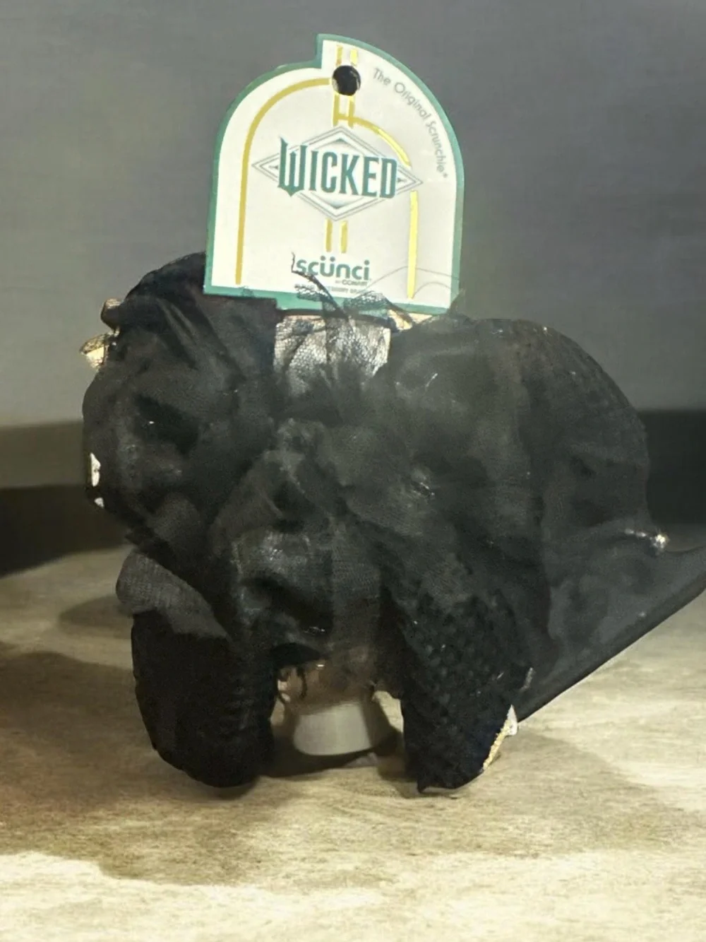 Wicked x Scunci Black Ruffled Hair Scrunchie 1990