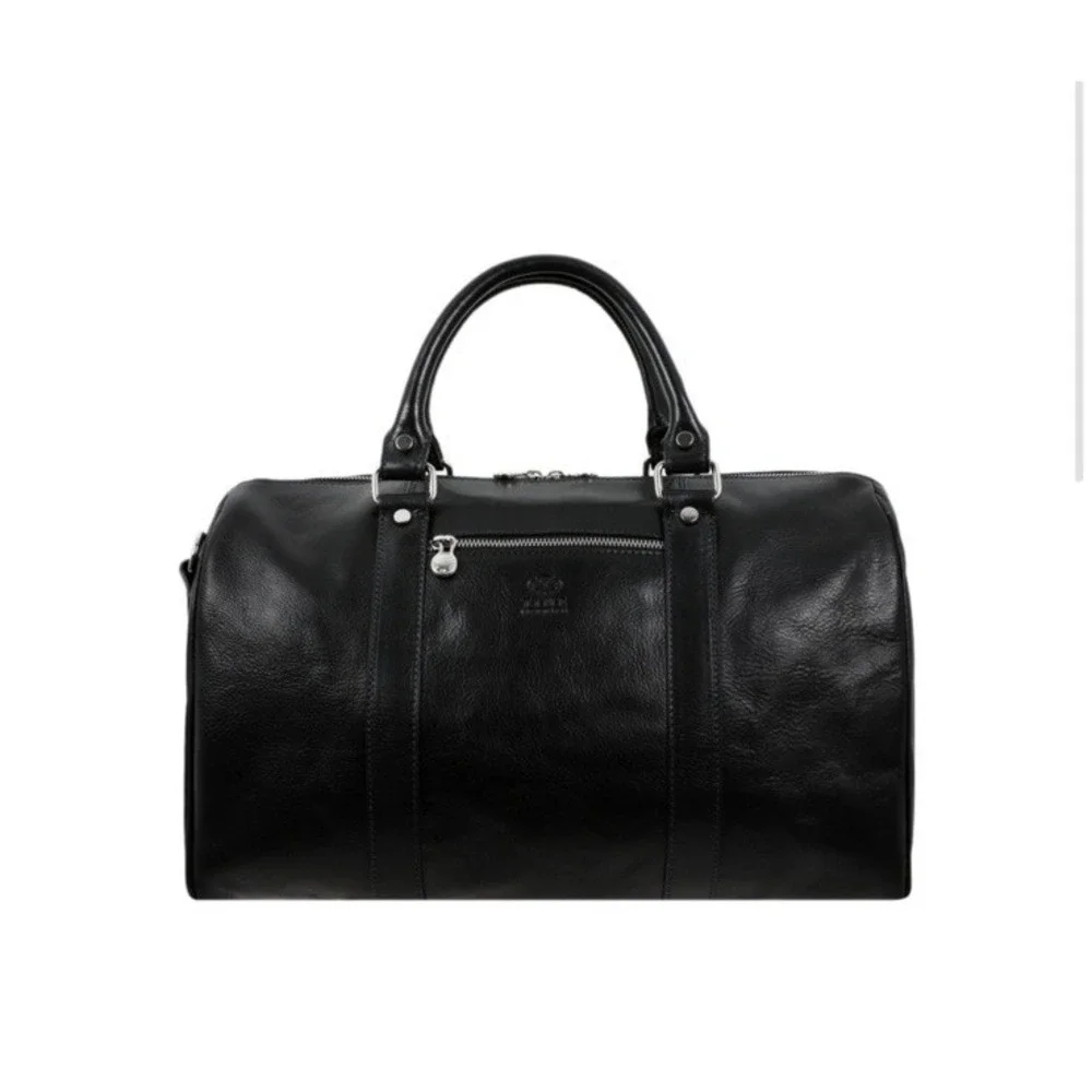 Time Resistance The Ambassadors Small Leather Overnight Bag Duffel Black NWT