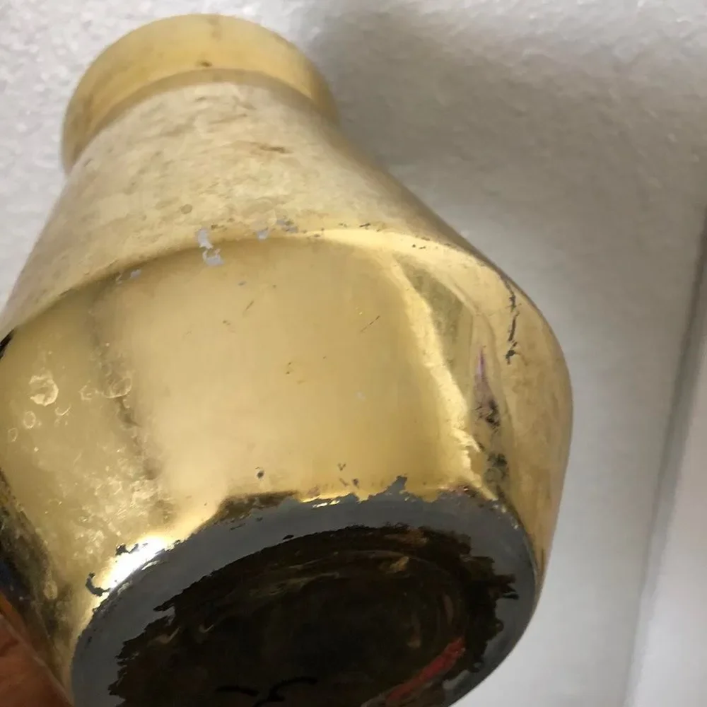 Two Gold Tone Regency MCM Vase Planters Home Decor. Measurement in pics.
