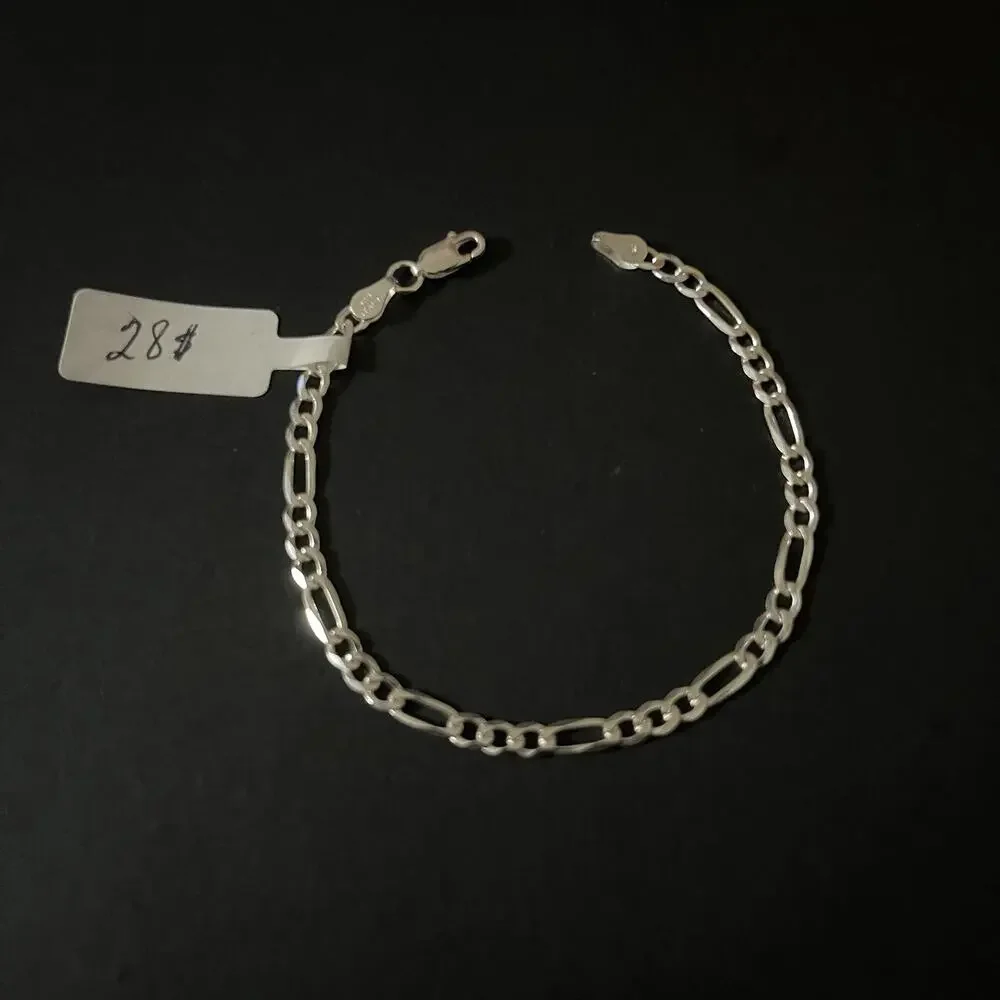 Esclava De Plata 925 Con Tejido Figaro,925 Silver Bracelet 7 Inch