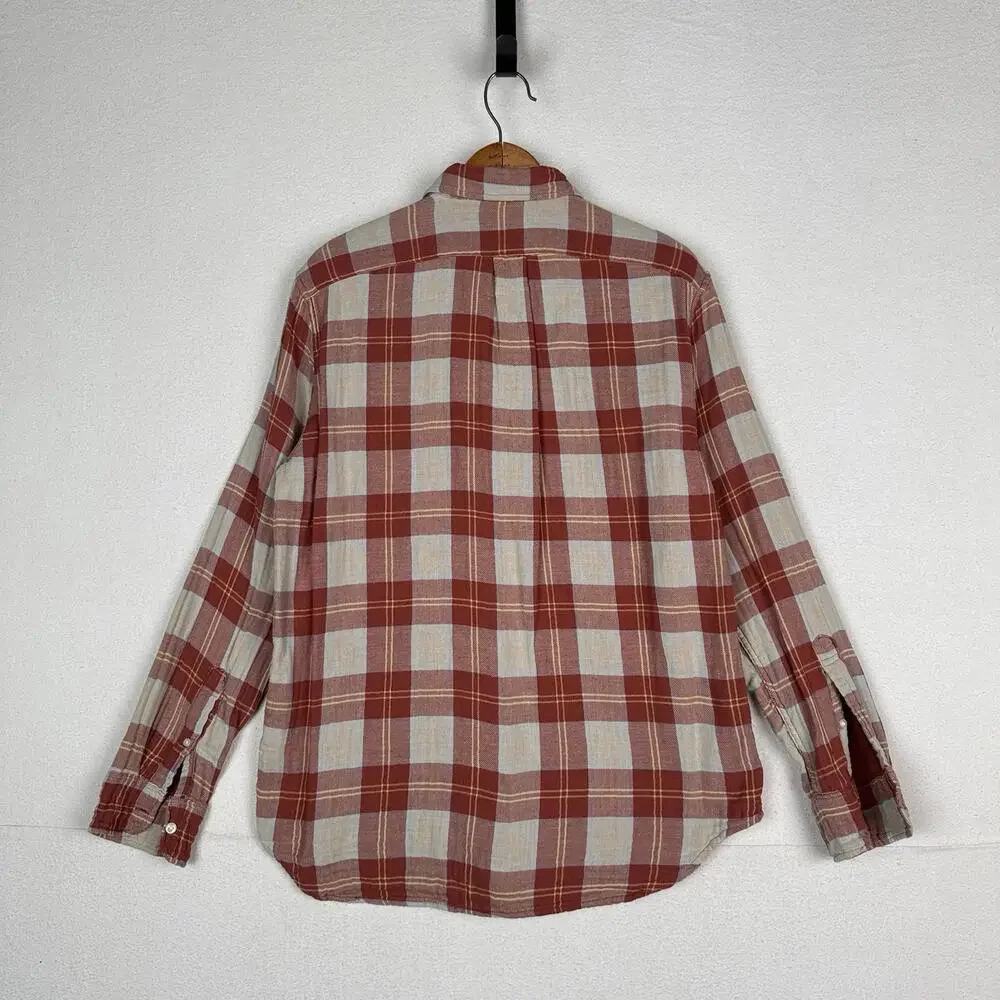 J.Crew Shirt Men’s L Double Weave Slim Fit Plaid Shirt‎ Burnt Orange Red
