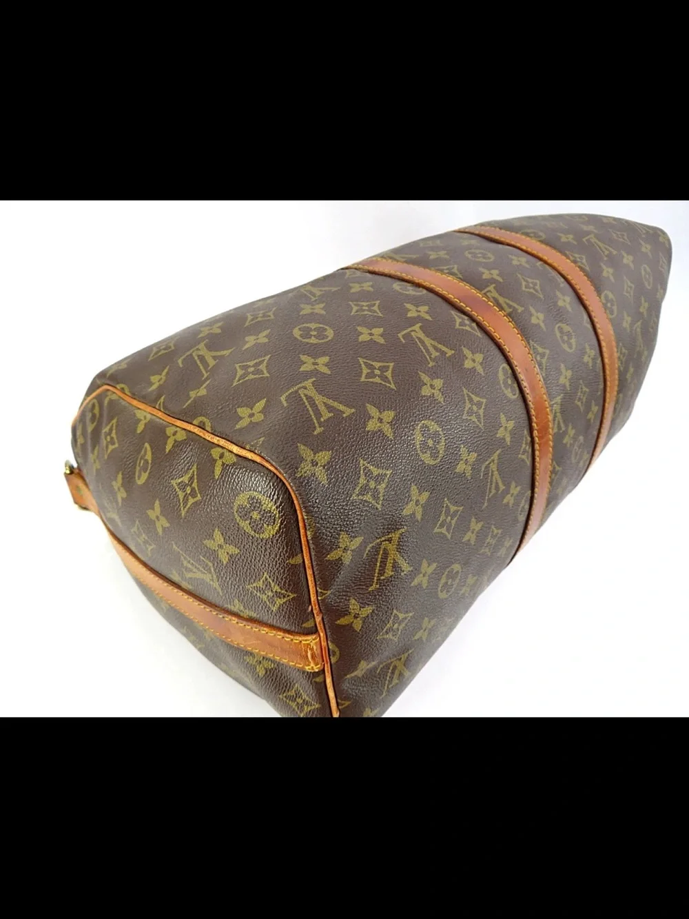 Louis Vuitton Brown Monogram Duffel with Tan Leather Strap