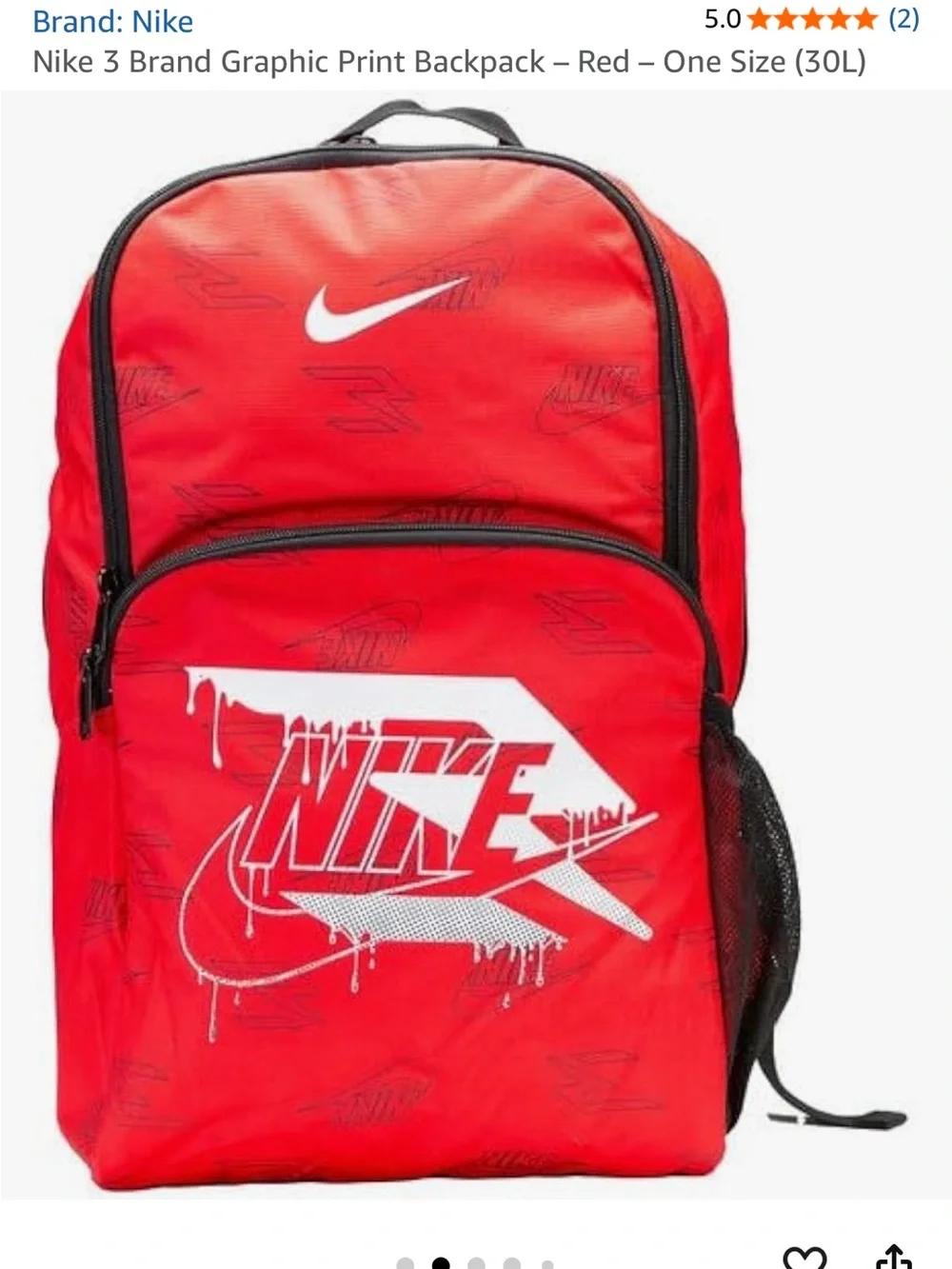 Nike Red Graphic Logo Backpack with White Accents