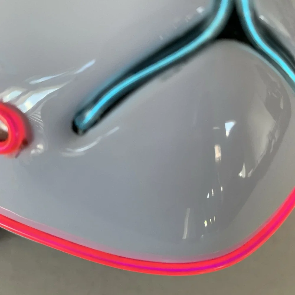 Anime Demon Slayer LED‎ Light up Mask White W Pink And Blue Light Halloween