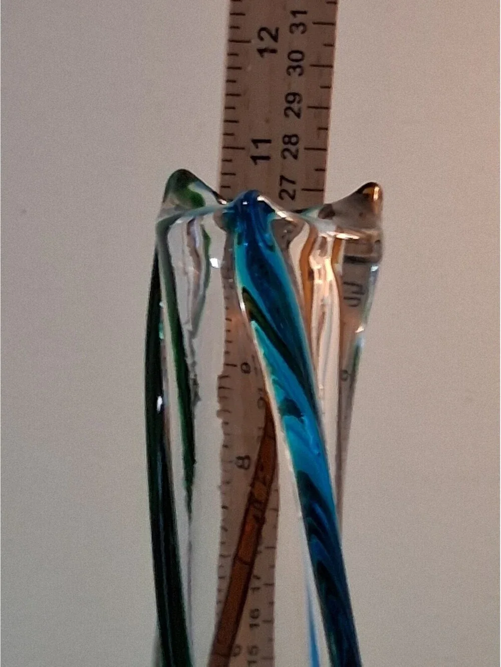 The Unusual Fine Crystal Art Glass Vase with Colorful Twisted Streaks