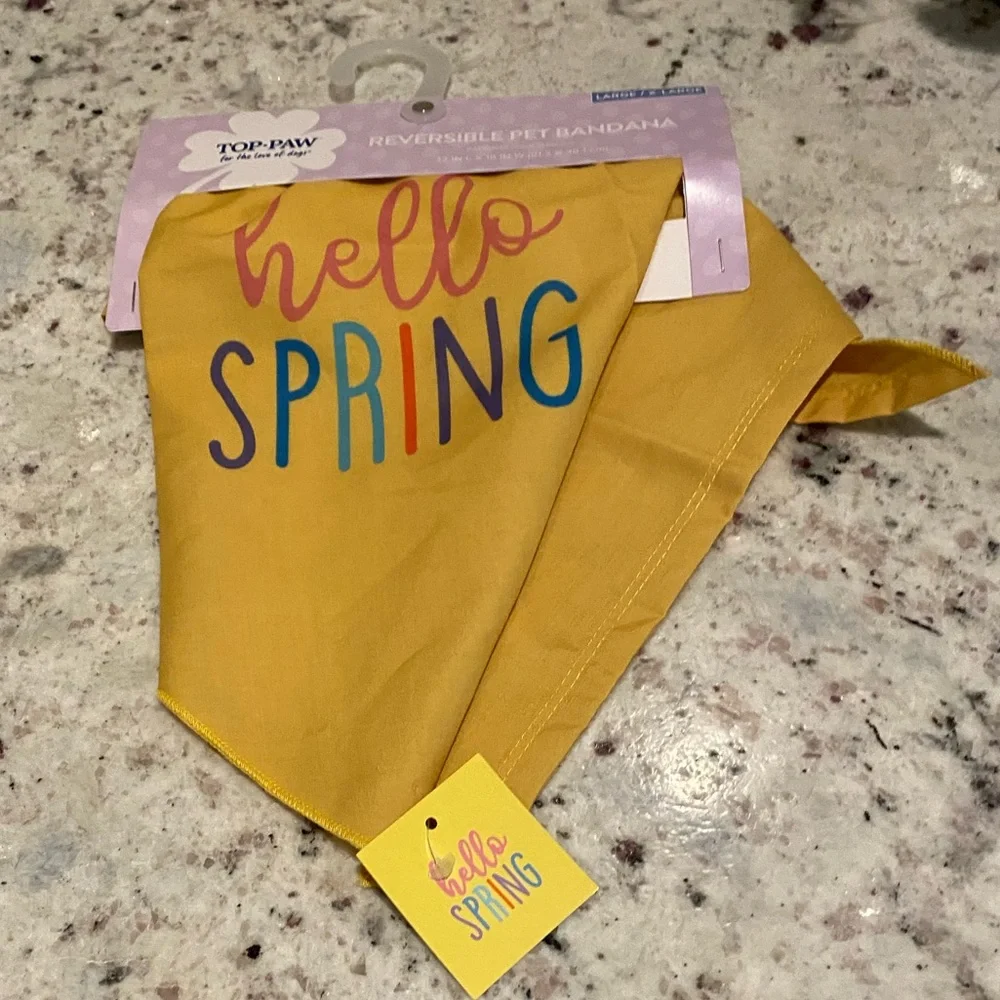 NWT New Top Paw Hello Spring Reversible Pet Dog Bandana Dog Large/X-Large