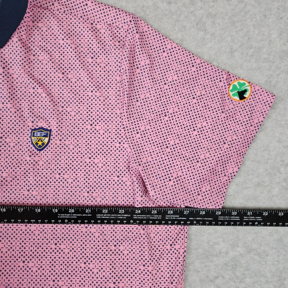 Greyson (Mens XXL) Pink Polo Golf Shirt Performance Stretch Patterned Sportswear