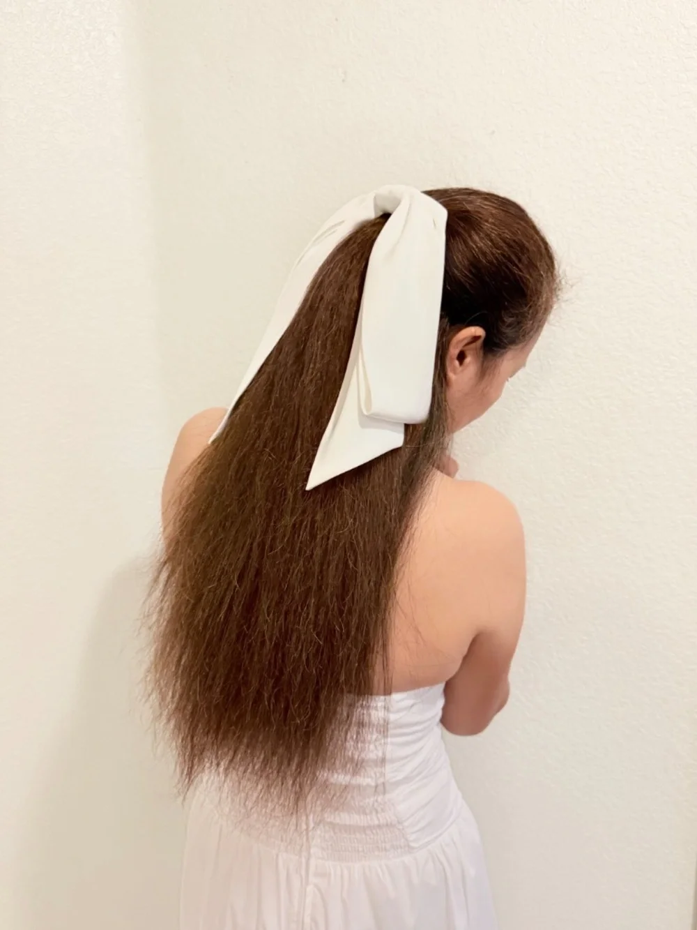 Handmade White Satin Bow – Large Drop Bow for Weddings, Special Occasions