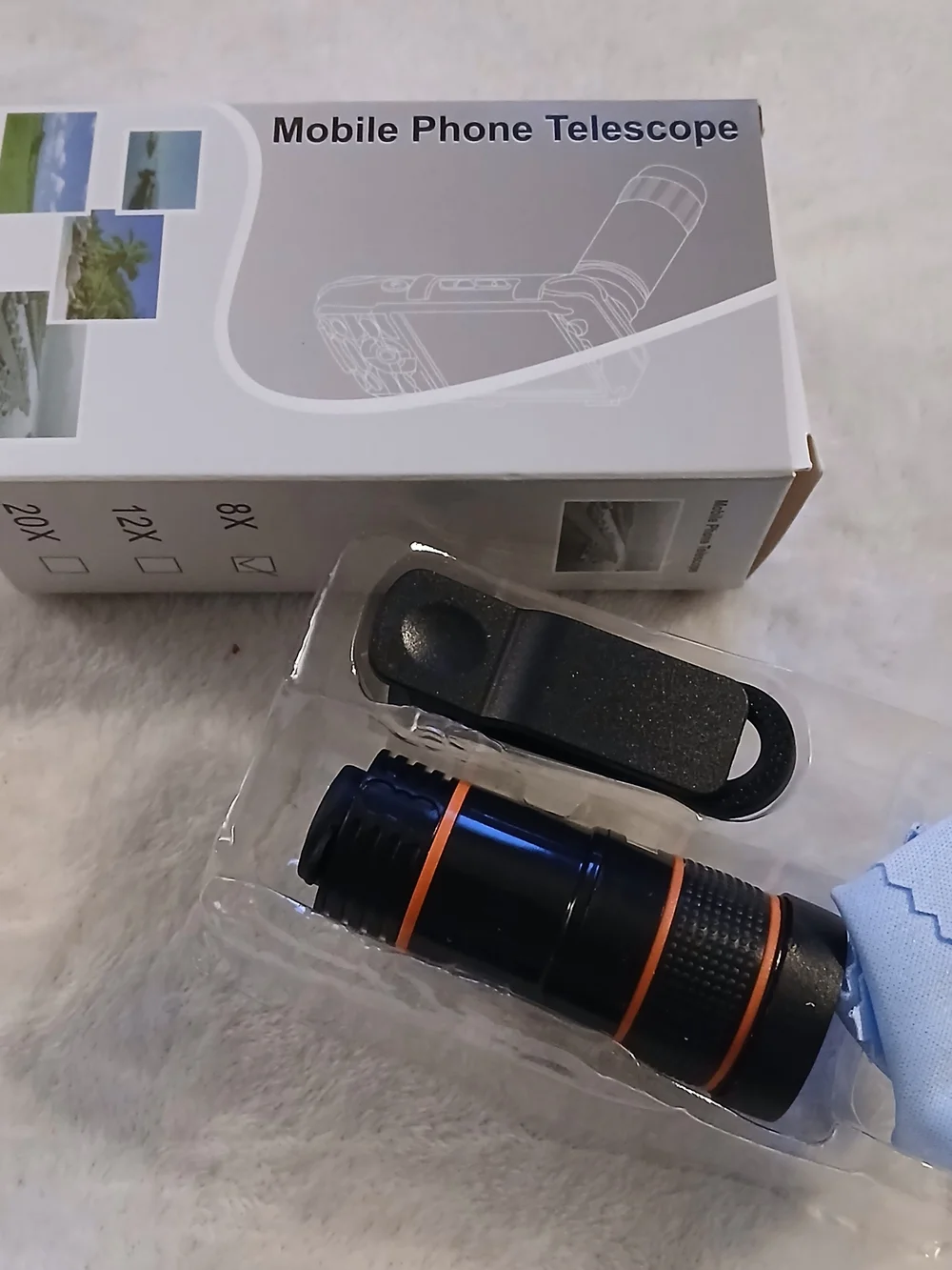 💚 Mobile Cell Phone Telescope Lens - Black with Orange Accents [8x Magnifying]
