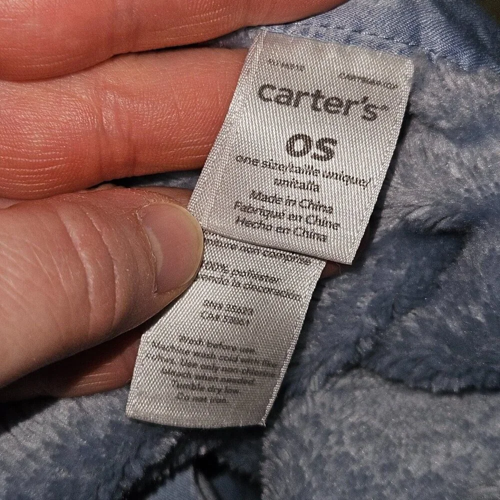 Carter's TINY BUT MIGHTY Solid Blue Fleece Baby Blanket Satin Trim 27x40