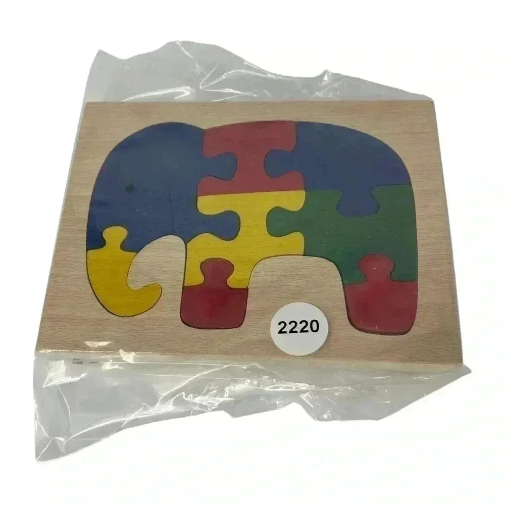 HANDMADE HAND-PAINTED WOODEN ELEPHANT PUZZLE TOXIC-FREE KIDS LEARNING TOY GIFT